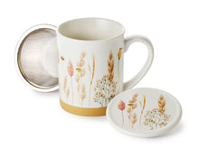 Indlæs billede til gallerivisning Tekop med låg og si dekoreret med plantemotiver