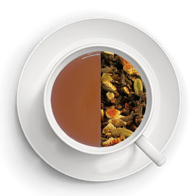 Tekop der både viser teen brygget og teblandingen