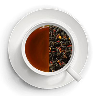 Tekop der både viser teen brygget og teblandingen