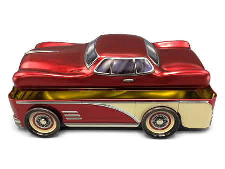 Dåse formet som en rød retro amerikaner bil
