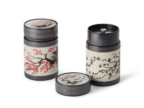 Akashi dåser med japansk design i rød og grøn variant