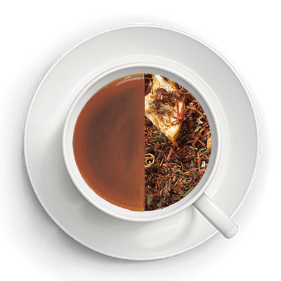 Tekop der både viser rooibos teen brygget og teblandingen
