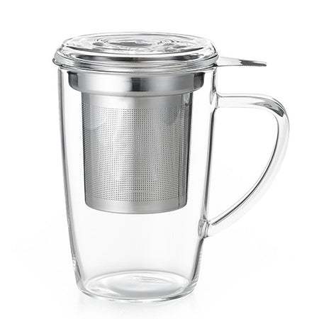 Glas tekop med låg og si