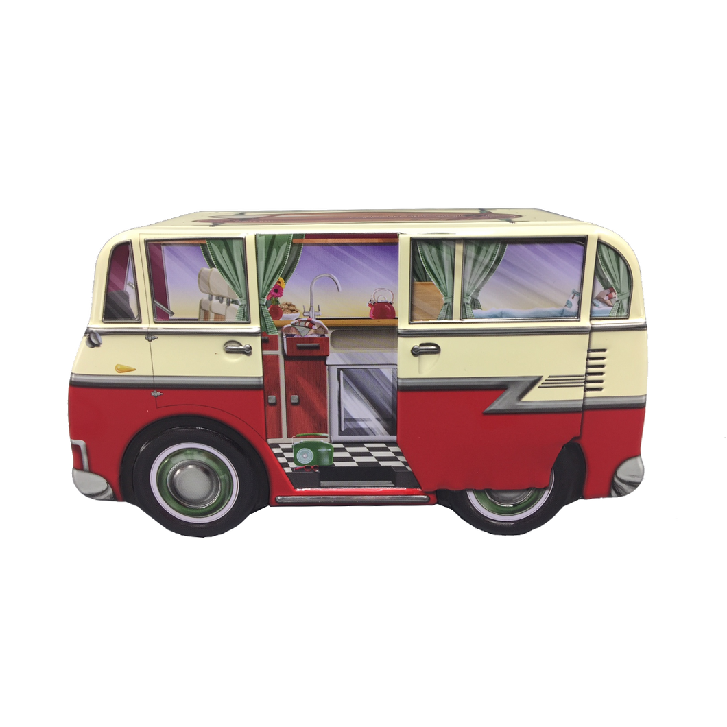 Dåse formet som en retro autocamper