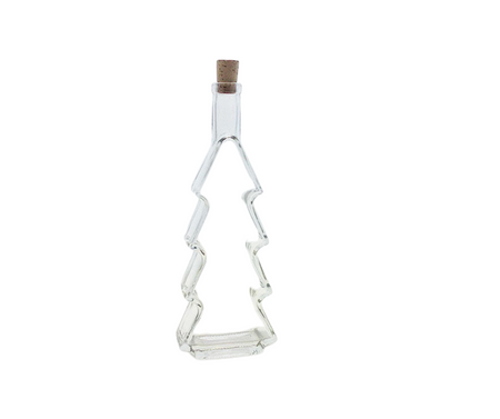 Glas karaffel i form af et juletræ og med kork prop